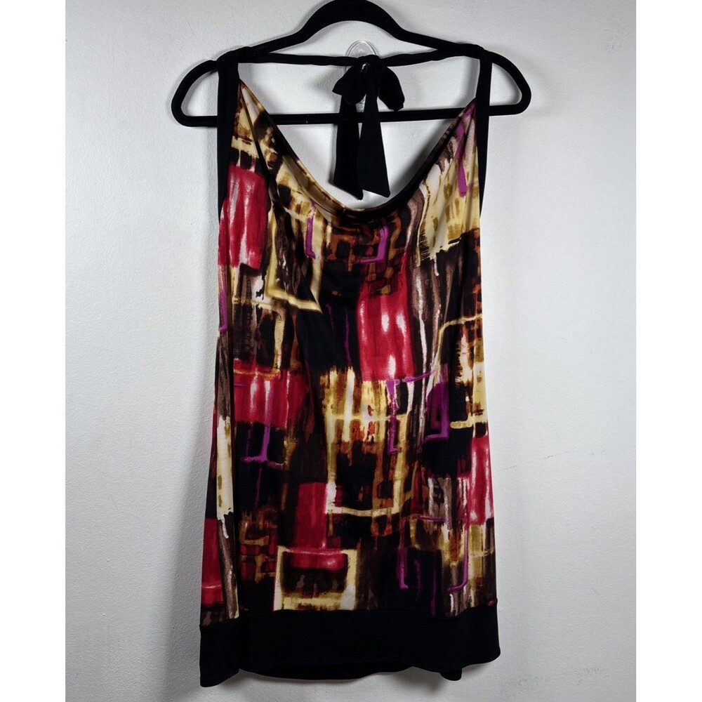 IZ Byer California XL Y2K Retro Artsy Abstract Halter Cowl Neck Mini Dress